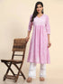 Noor Hand Embroidered Chikankari Long A-Line Kurti for Women- Lavender